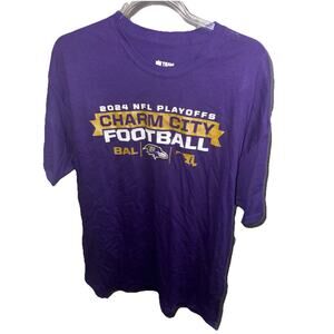 NFL Team Apparel Baltimore Ravens 2024 Playoffs T-Shirt Purple Size XL Official